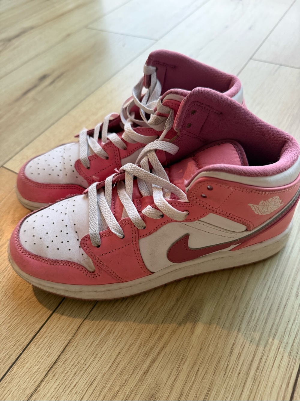 Jordan Kids' Pink and White High-Top Sneakers